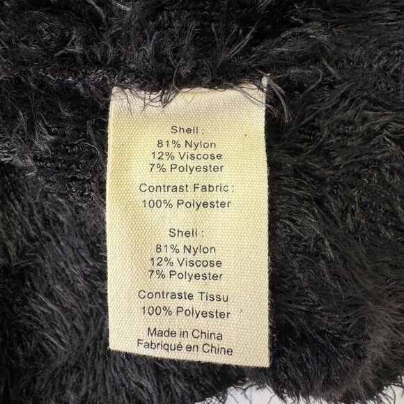NEW L’Agence Baileigh Satin Lapel Fuzzy Knit Cardigan Black Size Medium - Picture 9 of 9